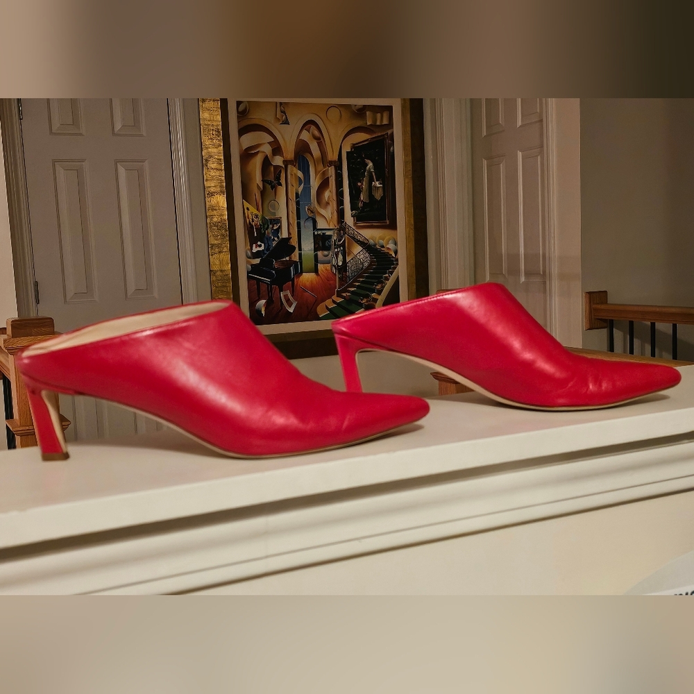 Stuart Weitzman Mira Red Leather Mules US11 M Retail $498-bing - Picture 8 of 15